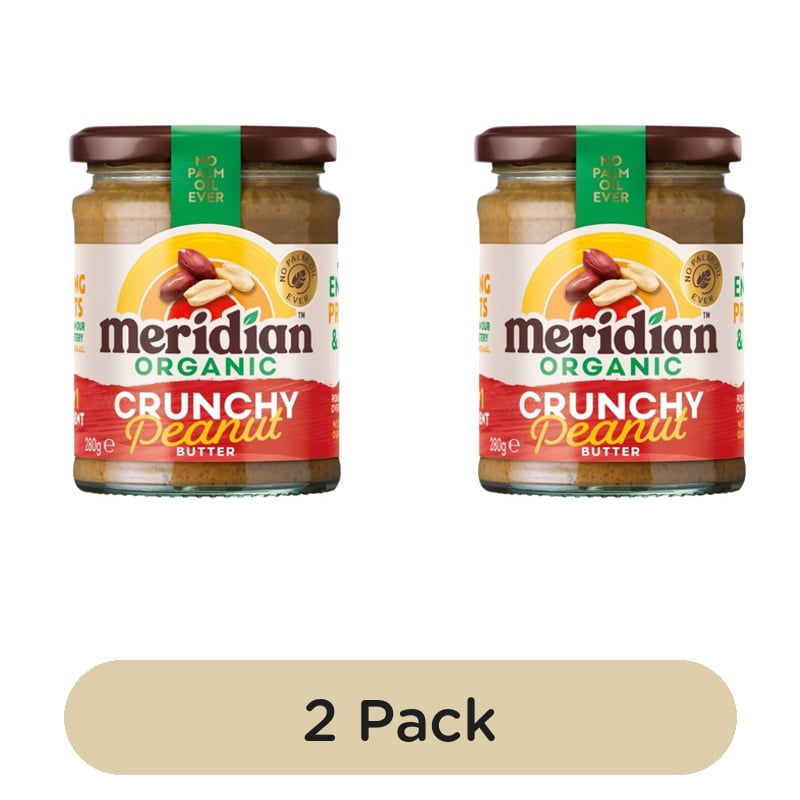 Meridian Organic Crunchy Peanut Butter 100% 280g, British Import (Pack of 2)