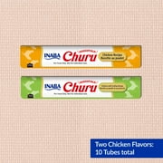 INABA Churu Creamy, Lickable Purée Cat Treat w Taurine, 0.5 oz, 10 Tubes (2 Flavor), Chicken Variety
