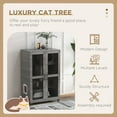 thumbnail image 3 of PawHut Cat Tree House with Scratching Post and Wheels, Gray, 3 of 9