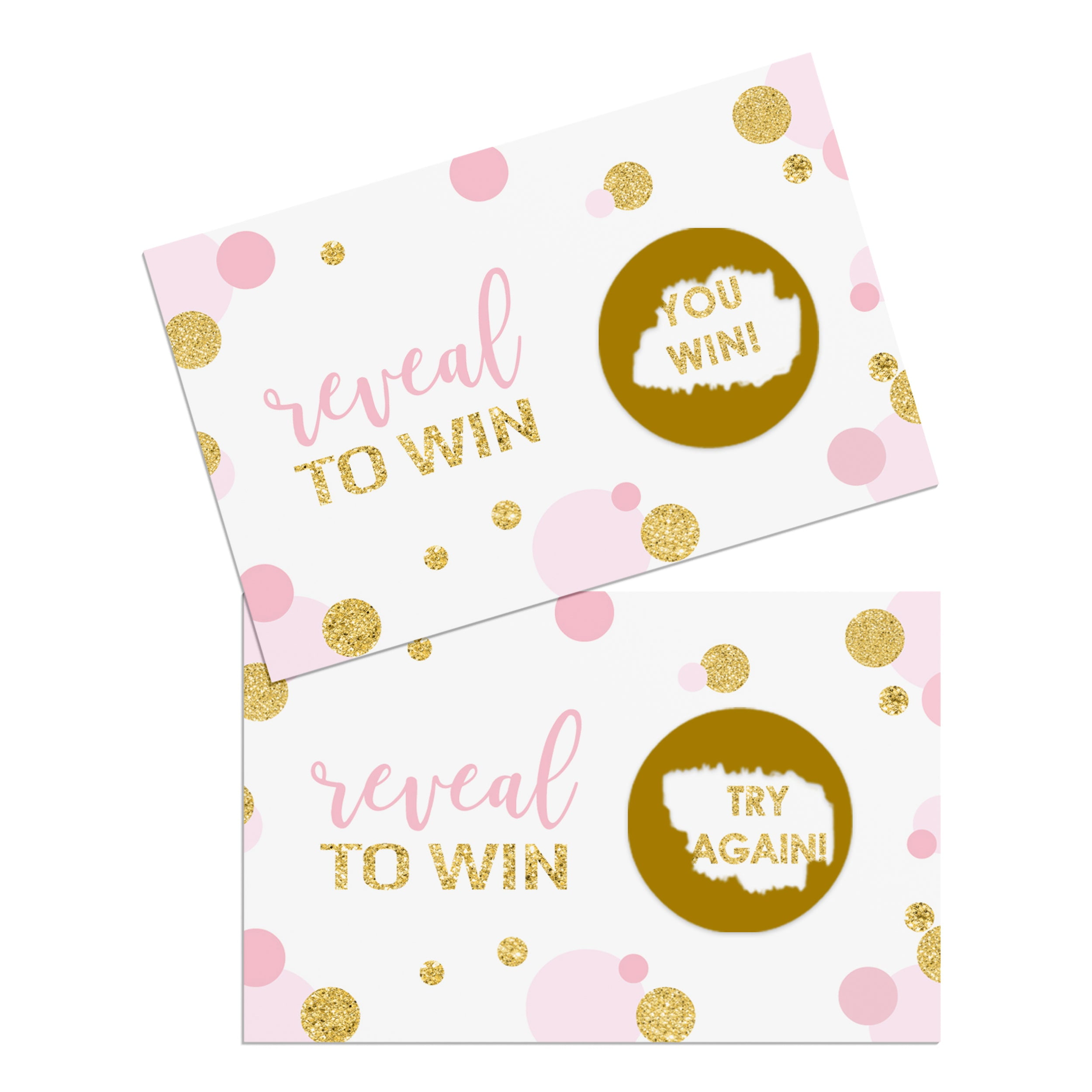 Pink and Gold Scratch Off Cards 28 Pack Girls Baby Shower Games - Graduation Wedding Reception Raffle Ticket Drawings - Little Princess Favors - Paper Clever Party