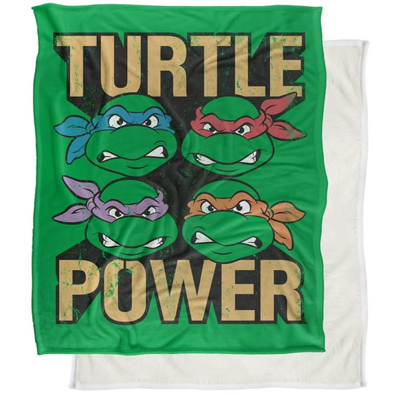 TMNT Blanket, 50"x60" Turtle Power Silky Touch Sherpa Back Super Soft Throw Blanket