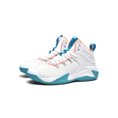

SIMANLAN Mens Basketball Shoes Lace Up Athletic Shoe Sport Sneakers Outdoor Shock Absorption Trainers Gym Breathable Casual Sneaker White 6.5