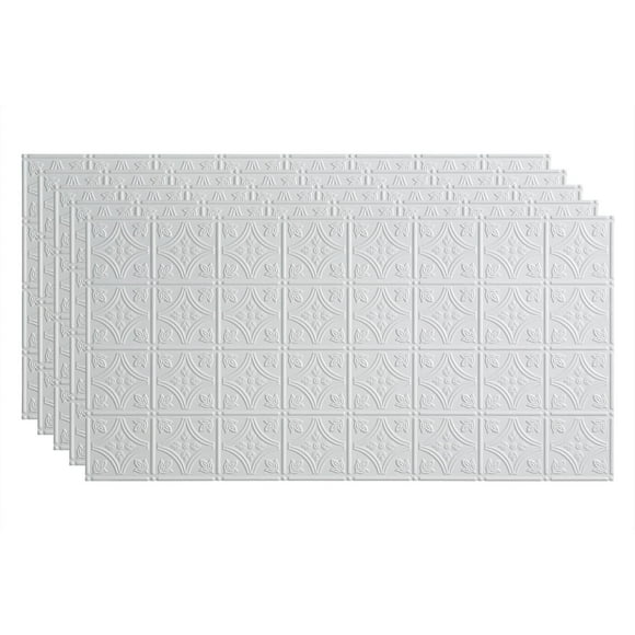 Fasde Traditionnel 1 Vinyle Décoratif 2ft x 4ft Colle Panneau de Plafond en Blanc Brillant (5 Pack)