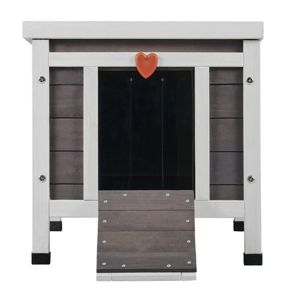 KFFKFF Cat Wooden Shelter 21"L x 17"W x 17"H, Weather-Resistant Outdoor Cat Home with PVC Door Curtains and Accessible Roof, Insulated Small Animals House