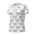 thumbnail image 2 of Goofa Labrador Retriever Dog Pattern Womens Deep V Neck Low Cut Tops Casual Summer Short Sleeve Ribbed Knit T-Shirts-Large, 2 of 5