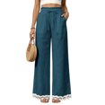 thumbnail image 3 of Women's Casual Wide Leg Sweatpants High Waist Baggy Pants with Pockets Drawstring and Lace Trim Patch Pockets for Everyday Wear, 3 of 5