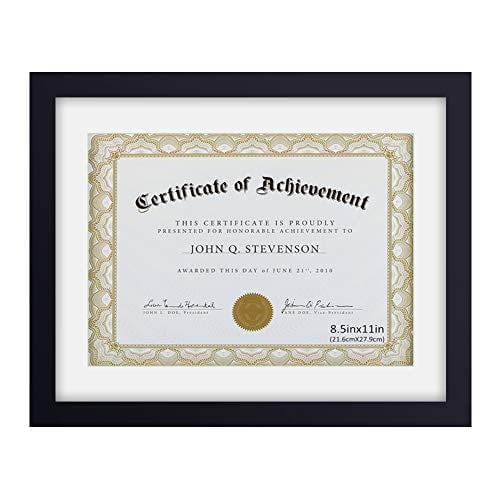 Document Frame Certificate Frames Made of Solid Wood High Definition Glass and Display Diplomas 8.5x11 with Mat or 11x14 Inch Without Mat Picture Frame Black
