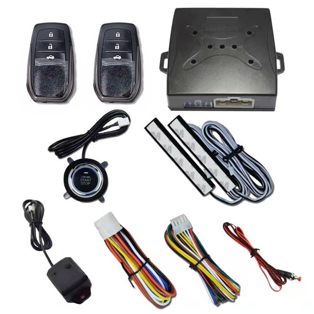 TFixol12 V Car Alarm System Passive Keyless Entry One Button Starts Remote Controller System Auto Central Lock Push Button Starter Stop Automotive PKE