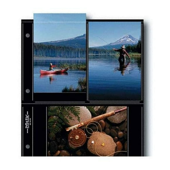 Print File Blk46-6S, Archival S-Series Album Pages, Holds Six 4X6"" Prints, Pack Of 25 - Black Background