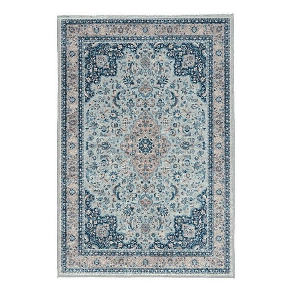 Linon Eclipse Macon Woven Polyester 2'2"x3'2" Rug in Blue