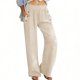 thumbnail image 1 of TaTaai Women's Solid Color High Waisted Loose Wide Leg Pants With Elastic Waistband And Pocket Casual Pants Gift, 1 of 8