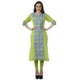 thumbnail image 2 of Moomaya V Neck Straight Tunic For Women Roll Up Sleeve Printed Cotton Kurta, 2 of 6