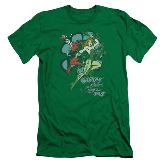 DC Comics Harley And Ivy S/S Adult 30/1 T-Shirt Kelly Green