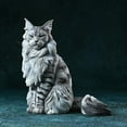 thumbnail image 2 of JXK Maine Coon Large Long-Haired Pet Cat Hand-Made Sitting Cool Handsome Kitten Simulation Model Ornaments, 2 of 9