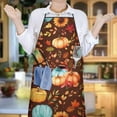 thumbnail image 5 of Fall Pumpkins Leaves Pattern Apron-Garden Aprons for Women with Pockets-Cotton Linen Waterproof Kitchen Cooking Gardening Aprons Adjustable for Kitchen,Cooking,BBQ and Salon 33"x27", 5 of 7