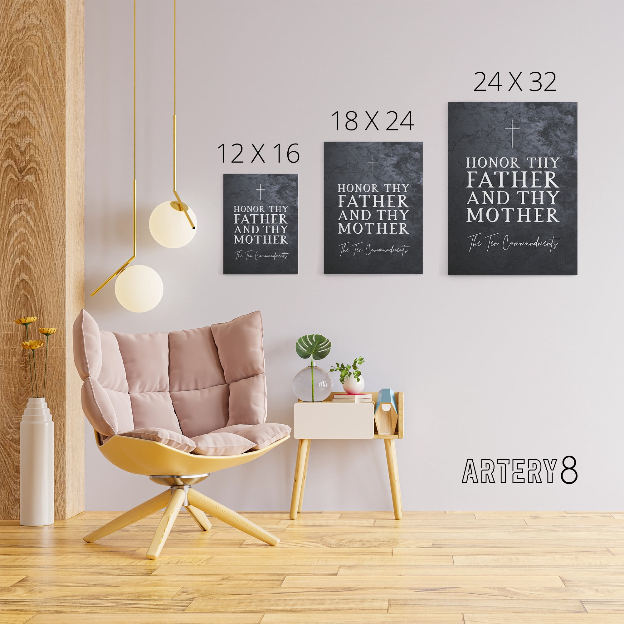 Ten Commandments Honor Parents Bible Quote Canvas Wall Art Print 12X16"