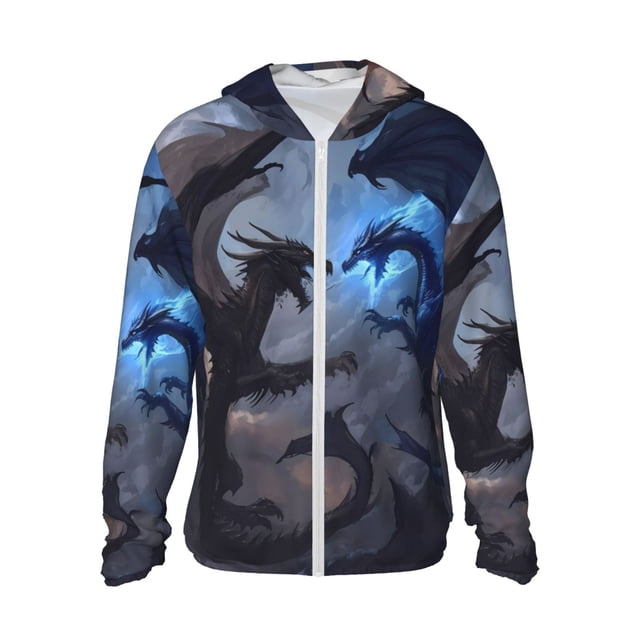 Balery Black And Blue Lightning Dragon Sudadera ligera de manga larga con capucha y protección solar UPF 50+ para hombre y mujer, ideal para pesca y running-X-Large