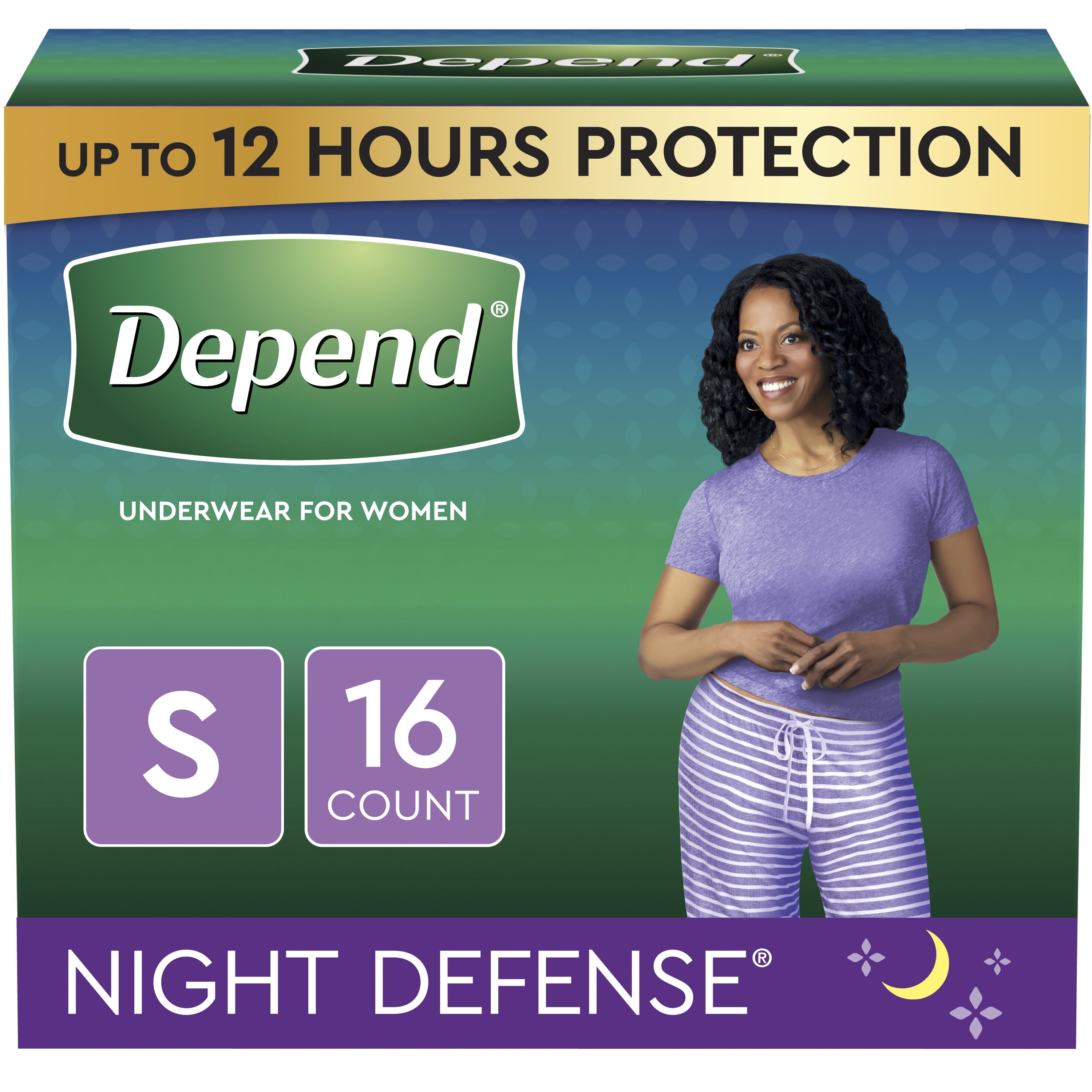 Depend Night Defense Adult Incontinence Underwear for Women, Overnight, Small, Light Pink, 16 Count