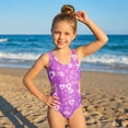 thumbnail image 3 of Girls One Piece Swimsuits Girls Bathing Suits Size 10-12 Cute Heart Pattern Purple, 3 of 7