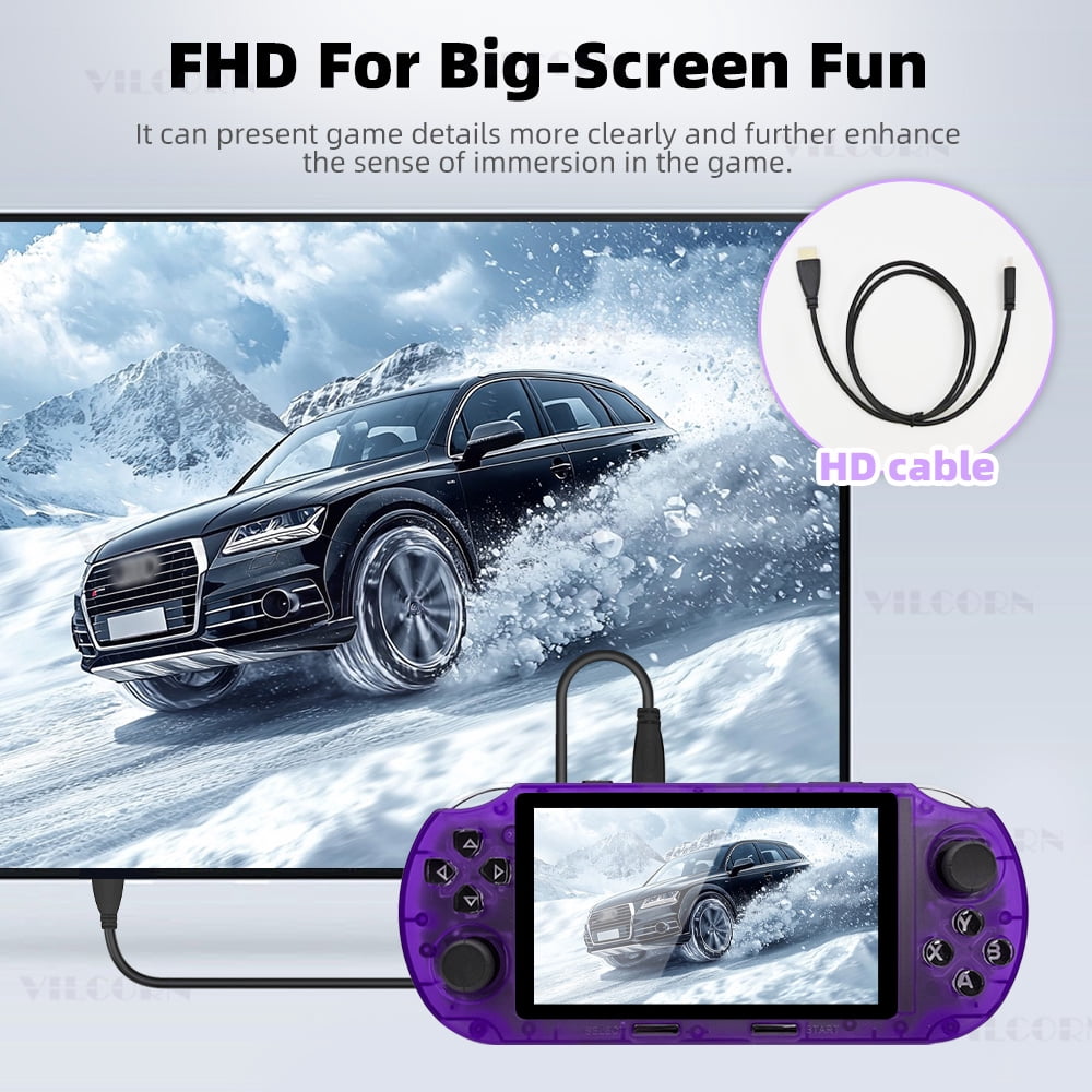VILCORN SF3000 HD Handheld Game Console, Portable, for PS1 GBA SNES Emulator, Supports TV Output