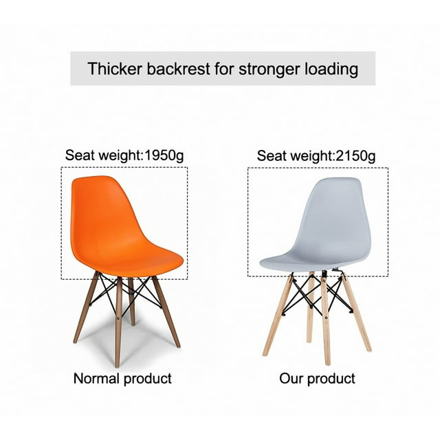White Simple Fashion Leisure Plastic Chair Environmental Protection Pp Material Thickened Seat Surface Solid Wood Leg Dressing Stool Restaurant Outdoor Cafe Chair Set Of 4