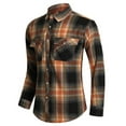 thumbnail image 4 of RongHuan Men's Big and Tall Plaid Shirt Long Sleeve Dress Shirts Button Down Cotton Tshirt Lapel Tops with Pockets, 4 of 6
