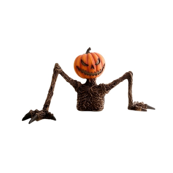 Yashow Elite Halloween Pumpkin Decor 7.09 inch, Emerging from Ground Resin Figurine, Spooky Creepy Tree Monster Statue, Tabletop Centerpiece for Home Party, Brown