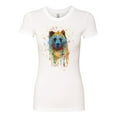 thumbnail image 2 of Bear Painting Splatter Abstract Art Animal Lover Womens Slim Fit Junior Tee, White, X-Large, 2 of 3
