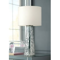 360 Lighting Marcus Modern Table Lamp 30" Tall Mercury Glass Column Shape White Drum Shade for Bedroom Living Room Bedside Nightstand Office Kids Home