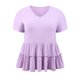 thumbnail image 4 of GRACE & GRANDEUR Blusas de verano de mujer en tallas grandes, tops de babydoll para Pascua, con textura, de capas, plisadas, con cuello en V, de manga corta, ajuste suelto, peplum 2X púrpura, 4 of 6