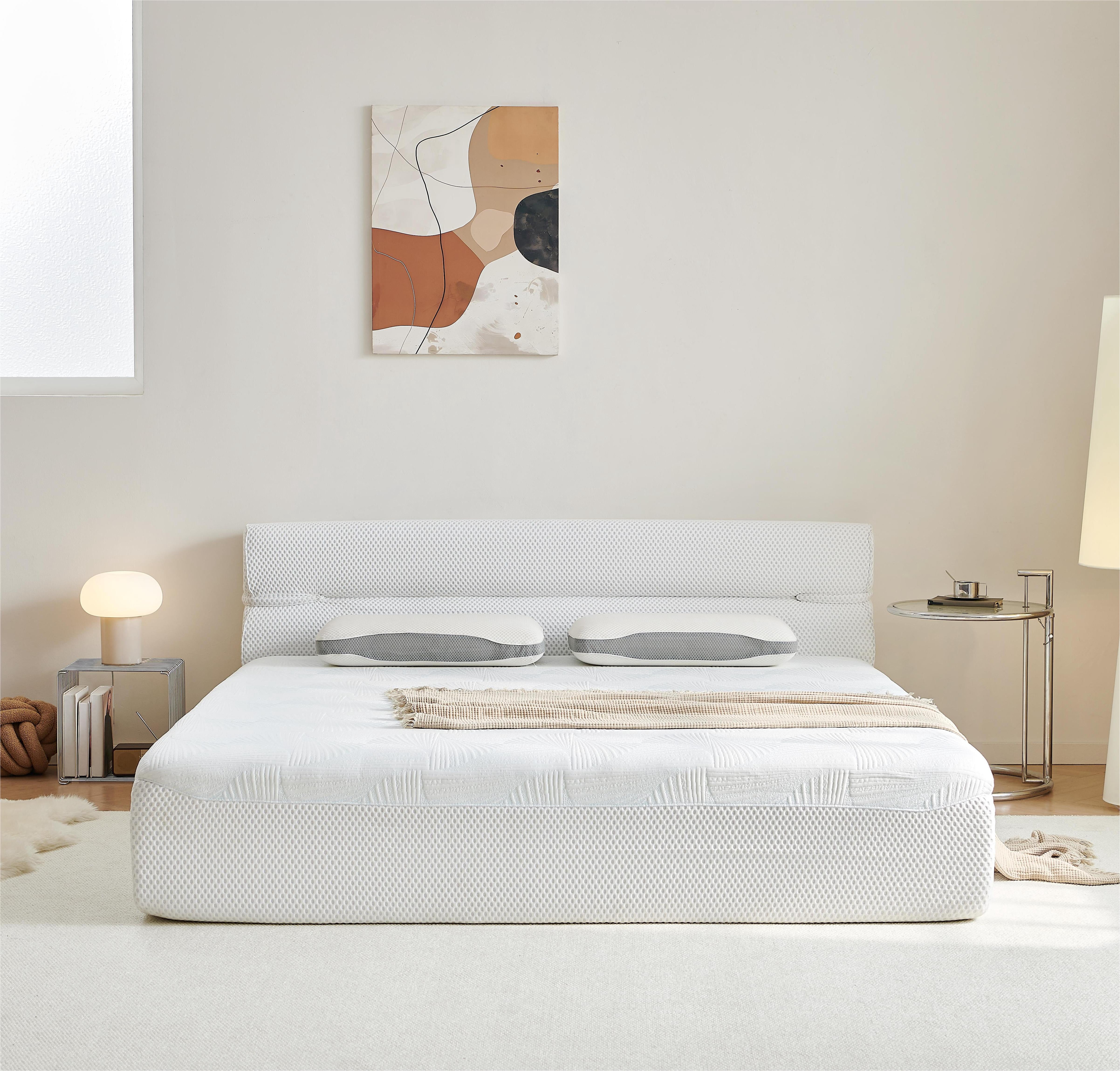 Bed Frame All in One Queen Mattress Bed Frame 15 Inch Queen Size Mattresses in a Box with Cool Fabric Pressure Relief, Motion Isolation No Assembly Required