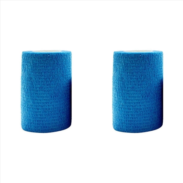 2X Cinta Envolvente Elástica Autoadhesiva Deportiva Azul para Rodilleras, Almohadillas para Dedos, Tobillo y Palma