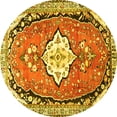 thumbnail image 1 of Ahgly Company Machine Washable Indoor Round Medallion Yellow Traditional Area Rugs, 3' Round, 1 of 4