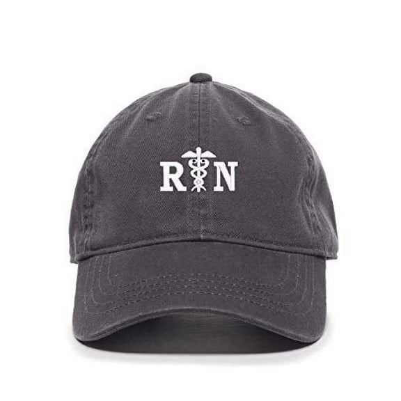 Tech Design Registered Nurse RN Baseball Cap Embroidered Cotton Adjustable Dad Hat Charcoal