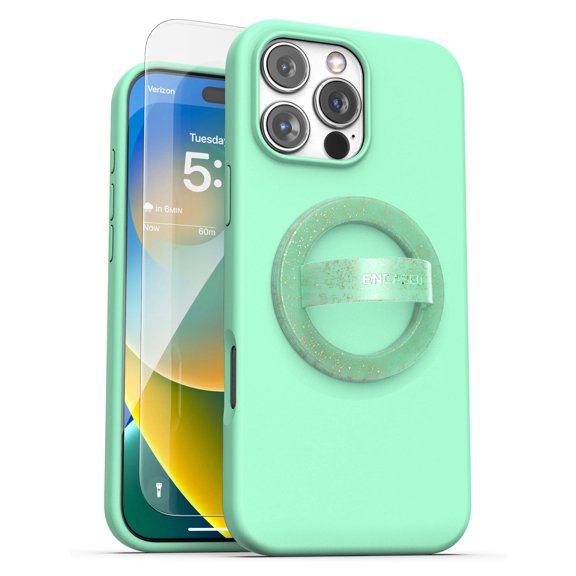 Encased Silicone Grip Case for iPhone 16 Pro Max with Removable Magnetic Phone Holder (Compatible with MagSafe) - Mint Green