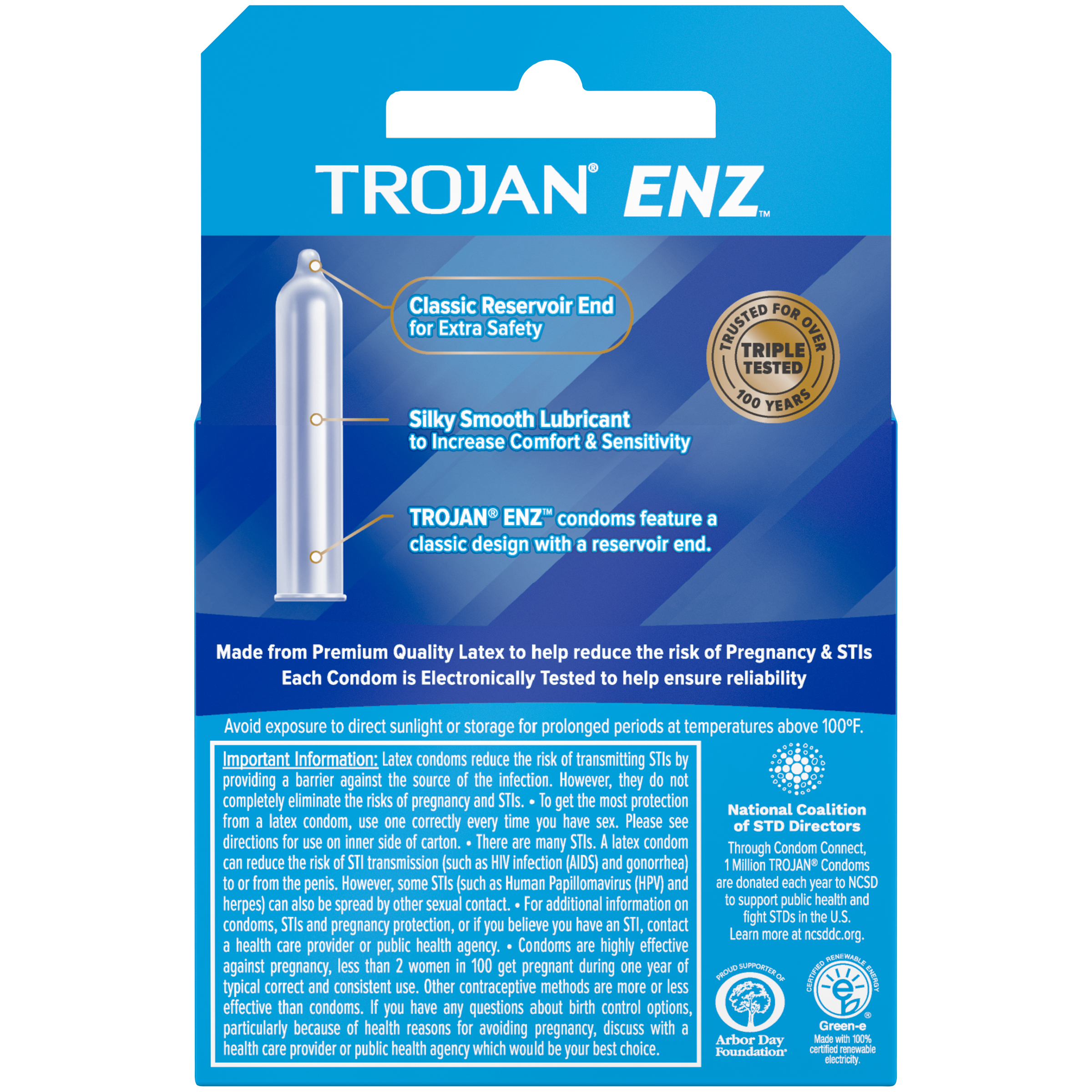 TROJAN Enz Condoms Lubricated Latex 3 Each (Pack of 4) - image 3 of 4