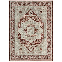 Everwash Treasure Rubia Traditional Medallion Machine Washable Indoor Area Rug, Ivory/Red, 5'2"x7'2"