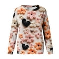 thumbnail image 4 of 50% Up Clearance, Heart Printed Tops for Women Long Sleeve Fashion 3D Graphic Sweatshirt Casual Valentines Gift Crew Neck Tee Shirt (Small, White 01), 4 of 4