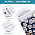 thumbnail image 3 of Yayeee 30oz Stainless Steel Tumbler with Straw and Handle Double-Wall Insulated Travel Water Bottle, Retro Daisy Pattern, 3 of 8