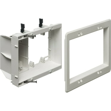 arlington tvbu507-1 tv box recessed outlet wall plate kit, 3-gang, white, 1-pack