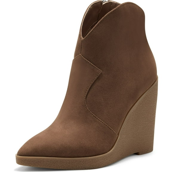 Jessica Simpson Crais Tobacco Brown Pointed Toe Platform Heeled Wedge Booties (TOBACCO, 6)