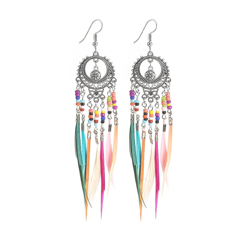 Retro Boho Hippie Gypsy Dangle Earring Bead Women Teen Girls Jewelry for Birthday Party Gifts Silver Walmart