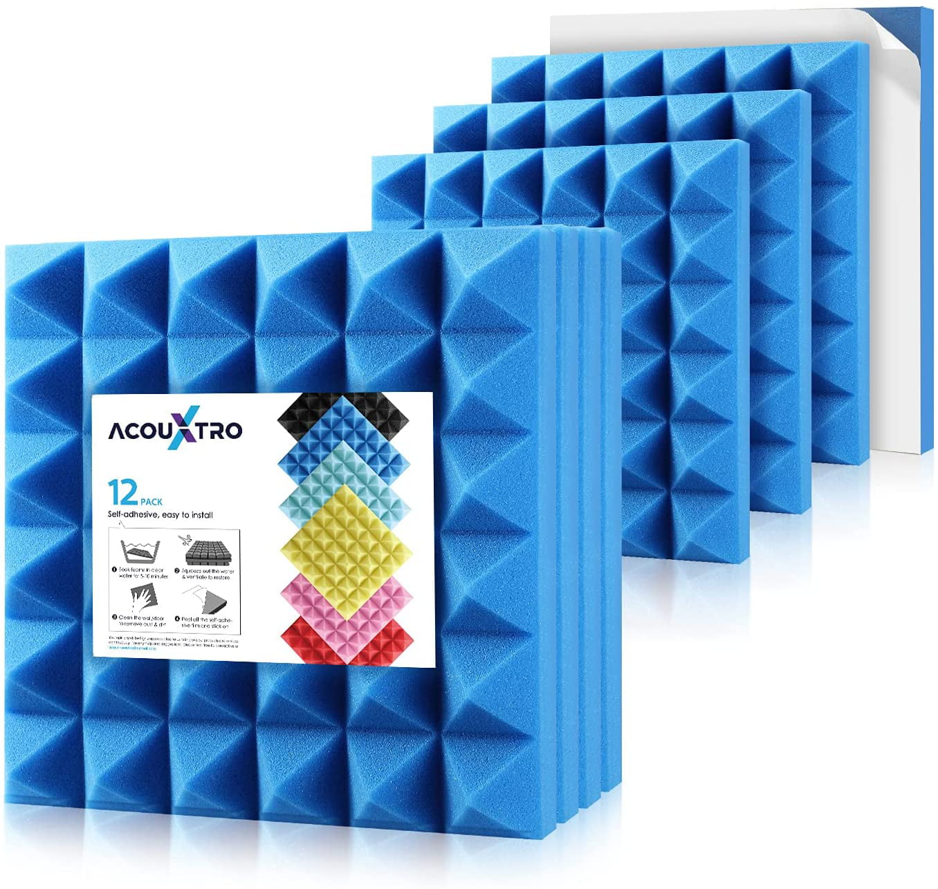Foamily 6 Pack Acoustic Foam Sound Absorption Pyramid Studio Treatment Wall Panels 2 X 12 X 12 