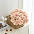 thumbnail image 2 of Roses Artificial Silk Flowers, 15PCS Fake Roses with Long Stems Realistic Faux Rose Bouquets for Wedding Decorations Bridal Shower Floral Arrangements Party Home Table Decor（Champagne Pink）, 2 of 7