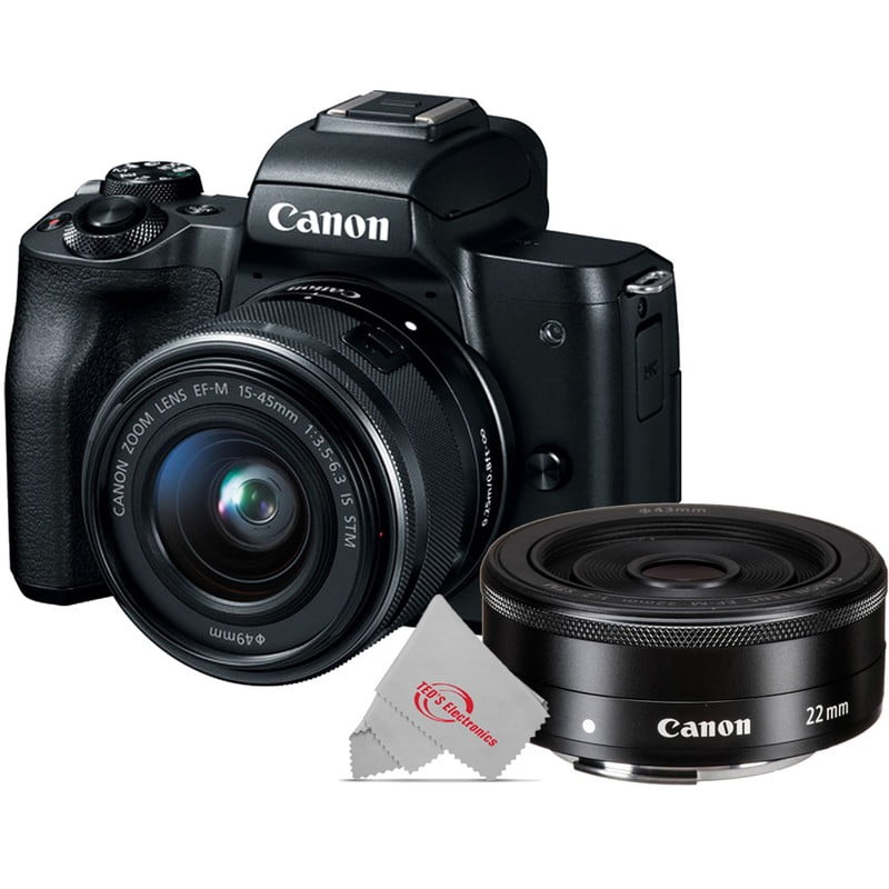 Geleerde paspoort dun Canon EOS M50 Mirrorless Digital Camera Black with 15-45mm + Canon EF-M 22mm  f2 STM Lens - Walmart.com