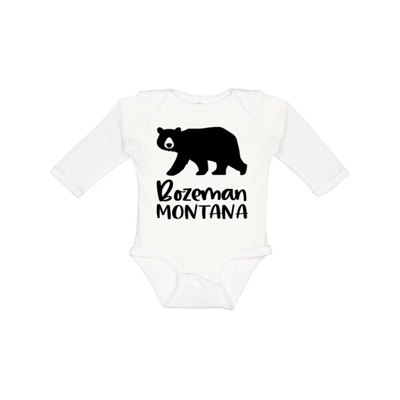 Inktastic Bozeman, Montana Black Bear Silhouette Boys or Girls Long Sleeve Baby Bodysuit