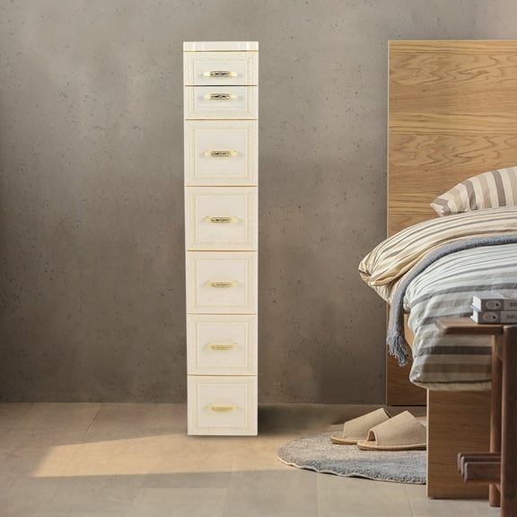 Large Capacity Bathroom Floor Cabinet Narrow Tall Slim Storage Sandwich Cabinet for Bedrooms, Studies