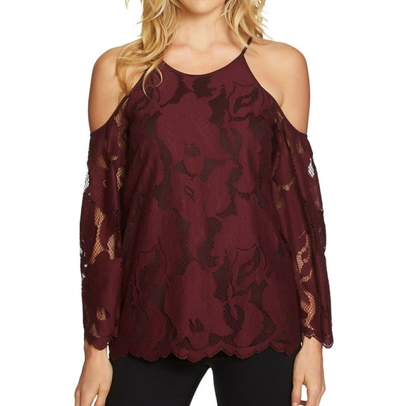 1.STATE Womens Lace Off the Shoulder Blouse, Red, X-Small