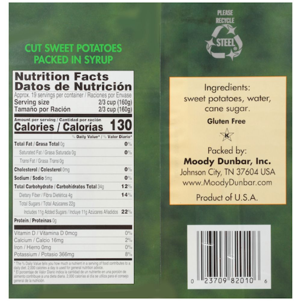 Dunbars Fancy Cut Yams, 108 Ounce, 6 Per Case