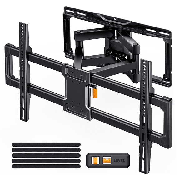 Full Motion TV Wall Mount for 42–86 inch TVs up to 132 lbs | 30% thicker heavy-duty articulating arm, tool-free tilt, swivel, extend, level, fits 16" studs, max VESA 600x400mm